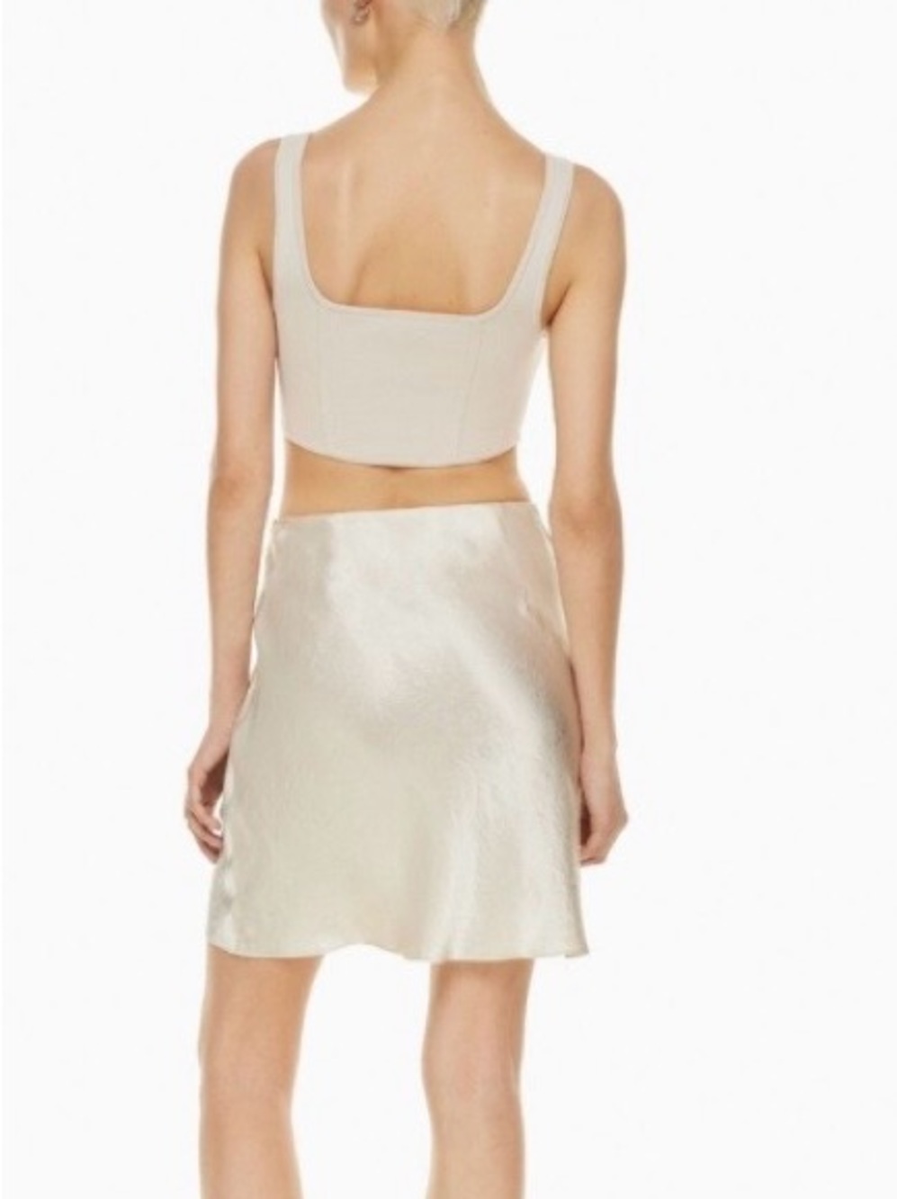 Aritzia Satin Mini Skirt in Champagne